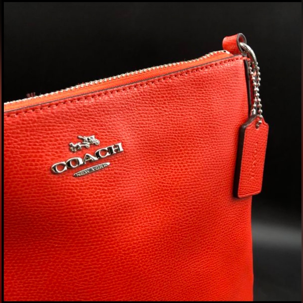 Coach Scarlet Red Leather Crossbody Bag with Silver-Tone Detail F36063 (+COA) - Picture 2 of 10